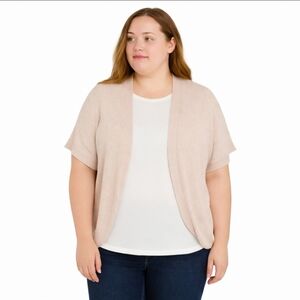 Anthony Richards Pink Crochet Plus Size Cropped Cardigan Sz 4X